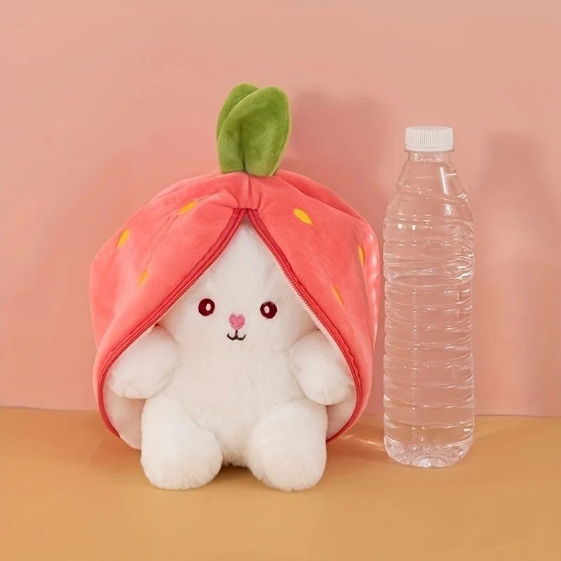 Y&D Soft Strawberry Rabbit Plush Toy – Stuffed Animal with Cute Carrot Design, Zipper-Free Cotton Cloth Puppet for Kids, Ideal Gift - Image 1