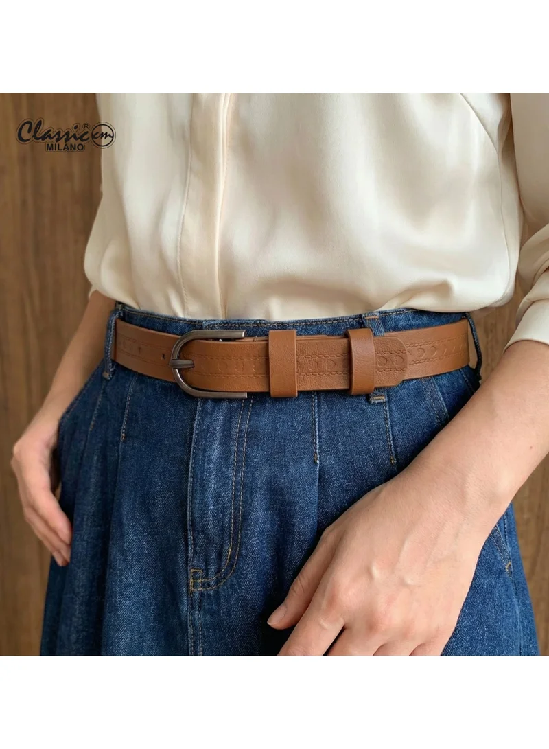 Classic Milano Classic Milano Women's Belt with Gift Box; Faux Leather Ladies Belt for Dresses, Jeans & Gowns; Stylish Womens Belt; Adjustable Girls Belt; Belt for Women | Full Length: 110 CM (Free Size - Fits up to the waist of 40 Inches / 100 CM)