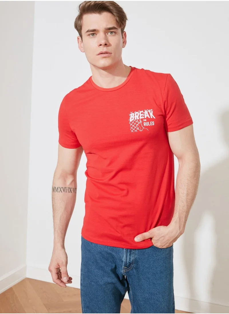 trendyol Slogan Crew Neck T-Shirt