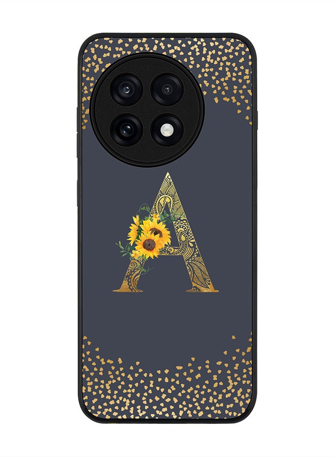 Stylizedd For OnePlus 13R / Ace 5 Pro Case,Slim fit Camera Protection, Shockproof Thin Phone cover  - Custom Floral Monogram - A  (Grey )