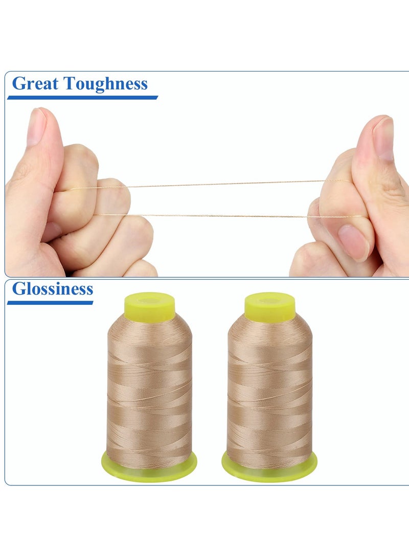KASTWAVE 2 Roll Polyester Thread, Heavy Duty Thread, 98Yard/Reel 300D/3 Nylon Thread for Sewing, Sewing Thread for Upholstery, Outdoor Market, Drapery, Leather, Beading, Crafts (Khaki) - Image 2