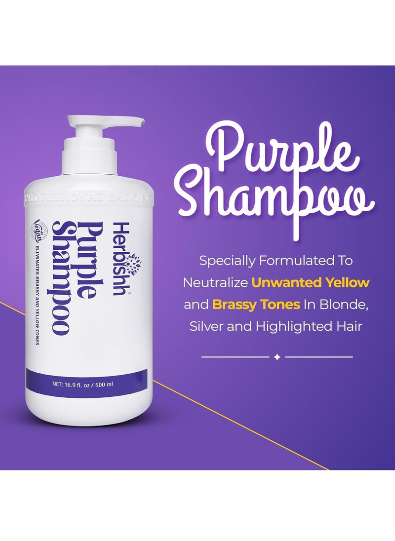Herbishh - Herbishh Purple Shampoo for Blonde, Silver & Highlighted Hair, Eliminates Yellow & Brassy Undertones + Argan Hair Mask-Deep Conditioning & Hydration - Image 1