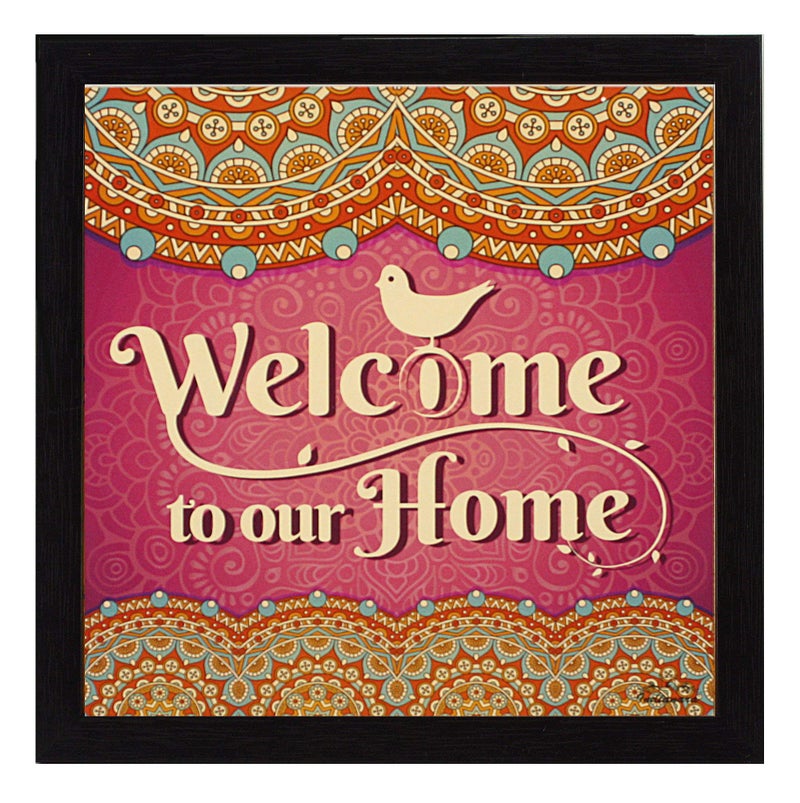 Indianara 3 Piece Set of Framed Wall Hanging Welcome Home Decor Art (1519) Prints 8.7 inch X 8.7 inch Without Glass (9.5 inch x 9.5 inch, Black) - Image 3