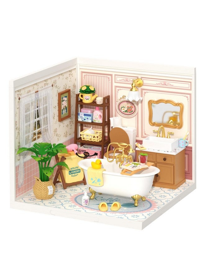 ROBOTIME Super Creator Toy Building Set DIY Miniature House Kit with LED Tiny Room Making Kit Expandable Plastic Craft Toy for Creative Play Home Decor Unique Hobby Gift (Pop Bubble Bathroom) - Image 1