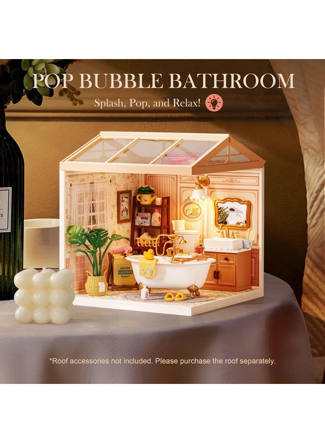 ROBOTIME Super Creator Toy Building Set DIY Miniature House Kit with LED Tiny Room Making Kit Expandable Plastic Craft Toy for Creative Play Home Decor Unique Hobby Gift (Pop Bubble Bathroom) - Image 2