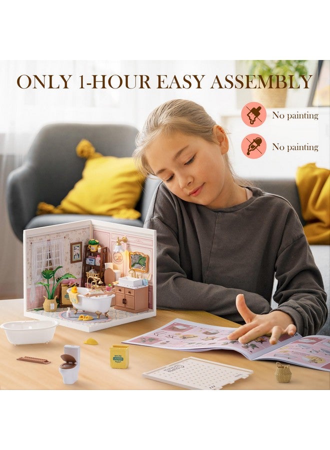 ROBOTIME Super Creator Toy Building Set DIY Miniature House Kit with LED Tiny Room Making Kit Expandable Plastic Craft Toy for Creative Play Home Decor Unique Hobby Gift (Pop Bubble Bathroom) - Image 3