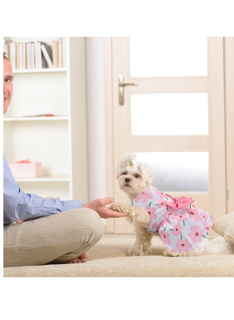 A.M Cute Floral Pattern Dog Dress with Lovely Bow Pet Apparel Dog Clothes for Small Dogs and Cats | Puppy Summer Dress Birthday Pet Apparel Dress - Image 5