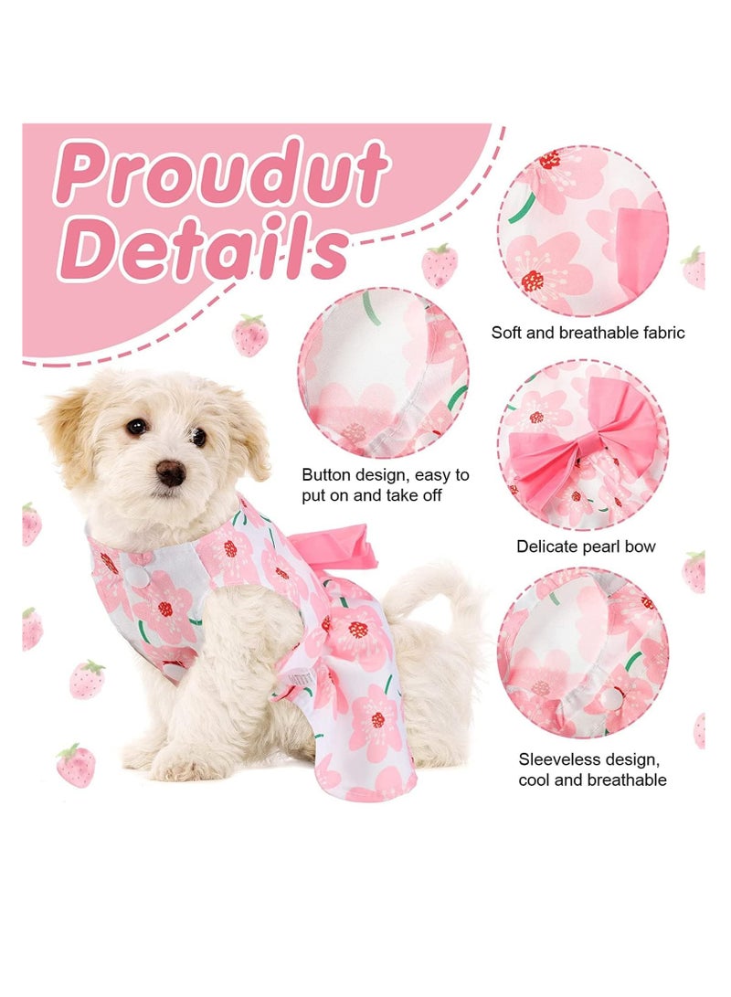 A.M Cute Floral Pattern Dog Dress with Lovely Bow Pet Apparel Dog Clothes for Small Dogs and Cats | Puppy Summer Dress Birthday Pet Apparel Dress - Image 4