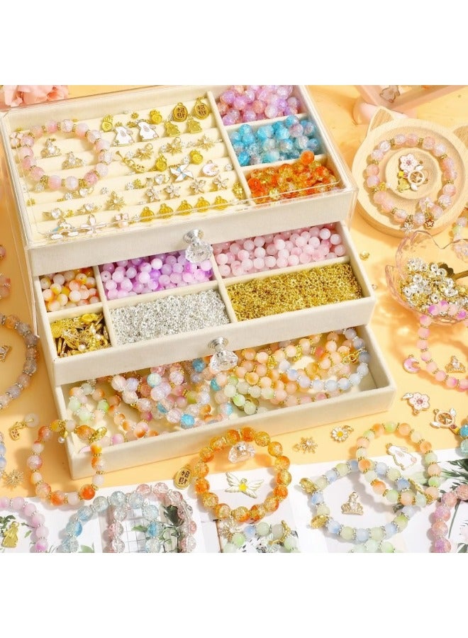 Girls' Toys 7-9 Primary School Students Online Popular Birthday Gifts For Children And Girls Over 10 Years Old 12 Girls-Color:[Experience Edition] Glass Bracelet 4 Colors 200 Beads (Kit + Gift Bag)-Specifications:No Specifications  - Image 5
