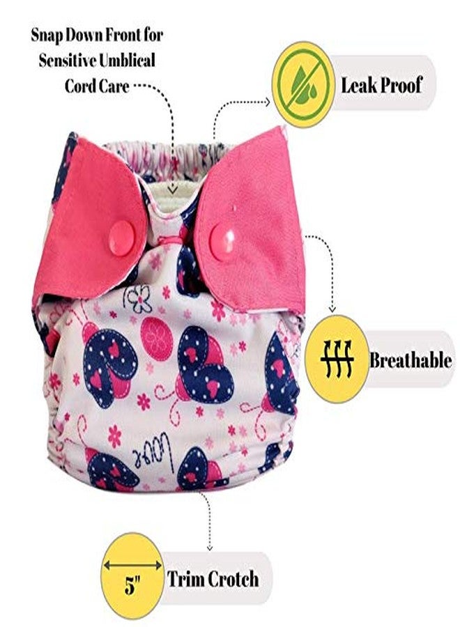 Apple Blossoms Reusable Cloth diaper | New Born babies to 3M | CPSIA Certified 300+wash|Washable & Adjustable Snap Button | pack includes 1 Diaper with 2 organic Bamboo cotton inserts - Image 4
