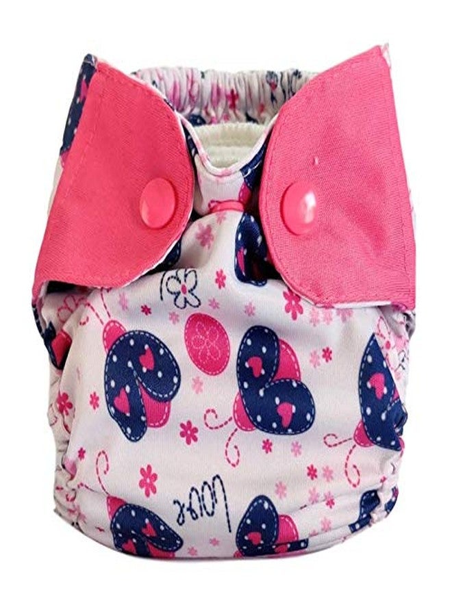 Apple Blossoms Reusable Cloth diaper | New Born babies to 3M | CPSIA Certified 300+wash|Washable & Adjustable Snap Button | pack includes 1 Diaper with 2 organic Bamboo cotton inserts - Image 2