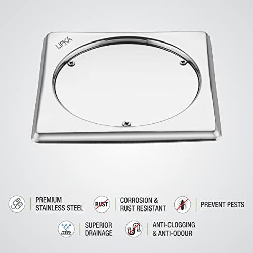 LIPKA Sweep Out Square Floor Drain |Premium Stainless Steel |5 x 5 Inches| - Image 3