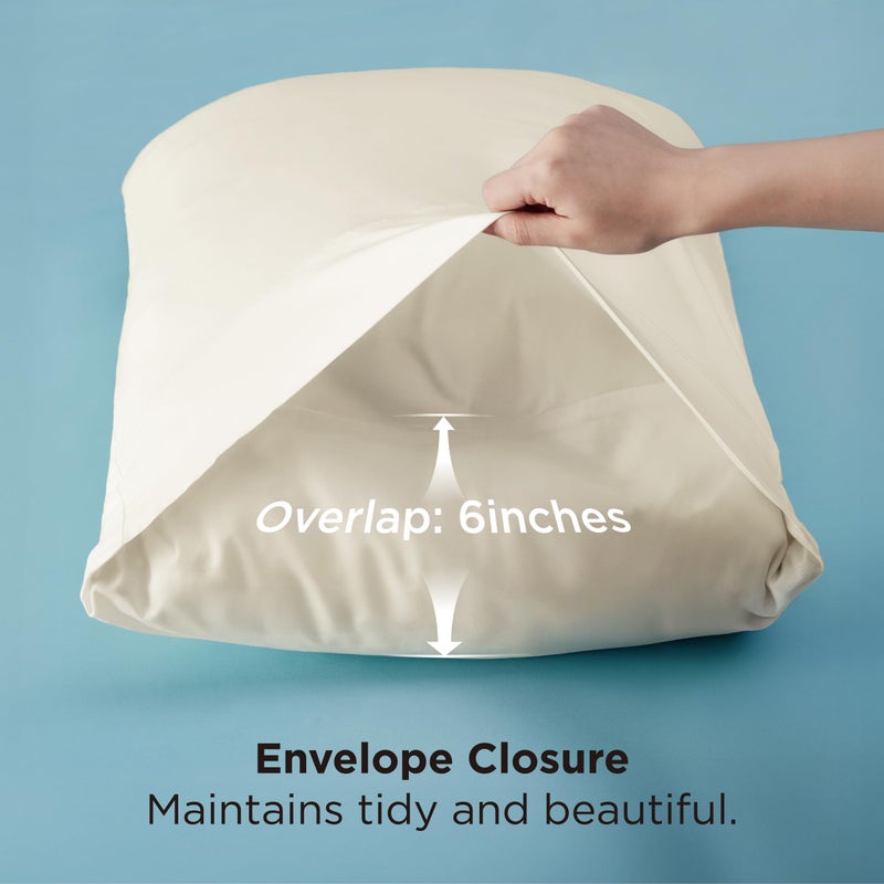 Bedsure Pillow Cases Queen, Cooling Pillow Cases, Rayon Derived from Bamboo Cream Pillowcases Queen Size Set of 2, PureWoven Silky Soft Bedding Pillow Covers with Envelope Closure, 20x30 Inches - Image 5