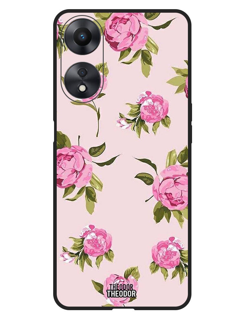 Theodor Protective Case Anti Scratch Shock Proof Bumper Cover For Oppo A1 5G Hand Painting Pink Flower - Image 1