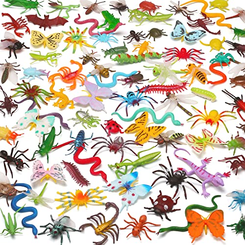 Laxdacee 100 Pcs Realistic Mini Bugs Toy, Plastic Insects Figurines For Kid Children Toddler, Fake Play Bug For Insect Themed Garden Party, Halloween Goody Bag Filler, Christmas Stocking Stuffers, Cake Topper - Image 1