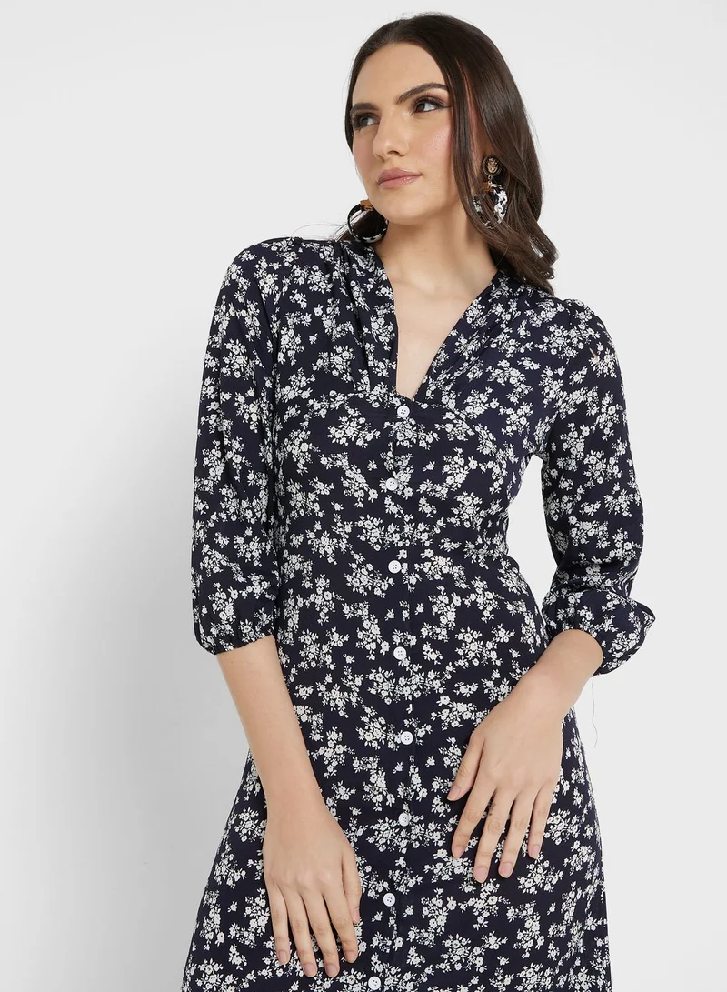 ELLA Floral Button-Up Dress