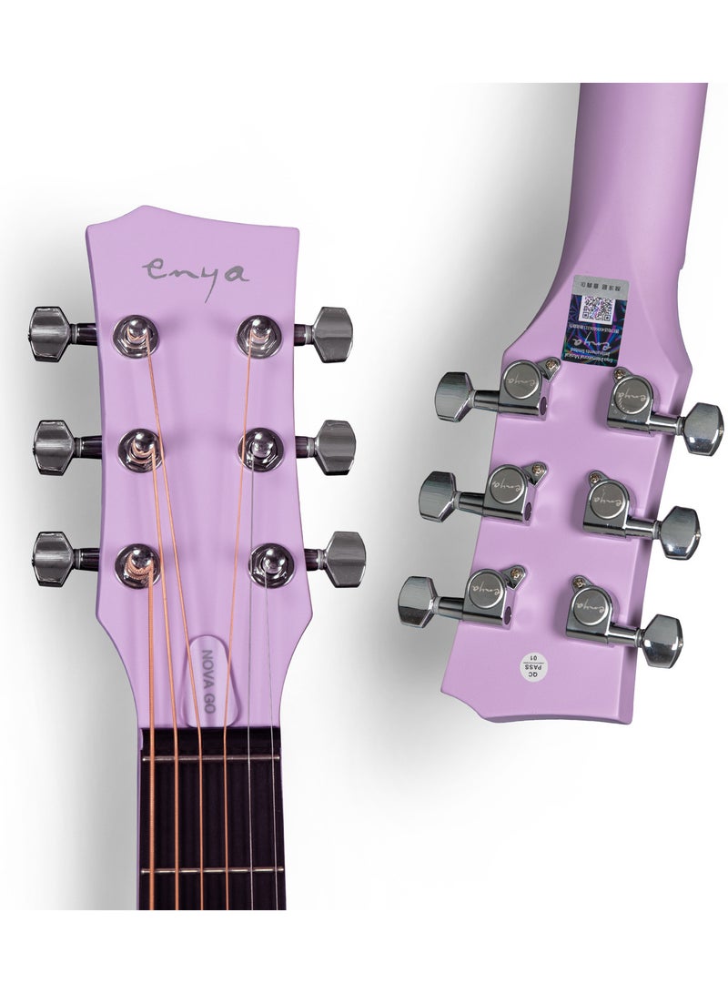 Enya Nova Go Carbon Fiber Acoustic Guitar 1/2 Size Beginner Adult Travel Acustica Guitarra w/Starter Bundle Kit of Colorful Packaging, Acoustic Guitar Strap, Gig Bag, Cleaning Cloth, String(Purple) - Image 3