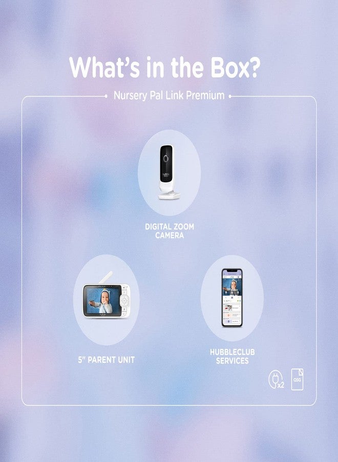 Hubble Connected Nursery Pal Link Premium Smart Connected, Wi-Fi Enabled Baby Monitor With Large 5-Inch Color Parent Unit Viewer, Soothing Sounds, Story And Game Content, Wall Mount, White - Image 2