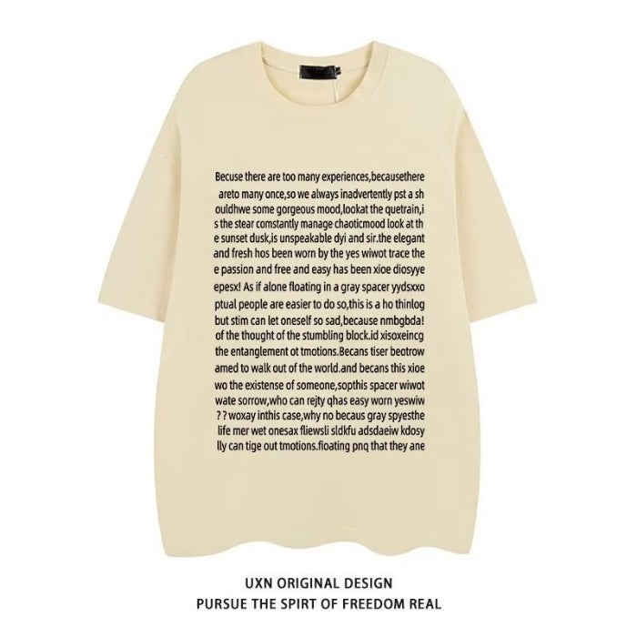 32041*180G Double Ground Milk Silk Summer T-Shirt Short Sleeve Students Lazy Printing Long T-Shirt Women - Image 1