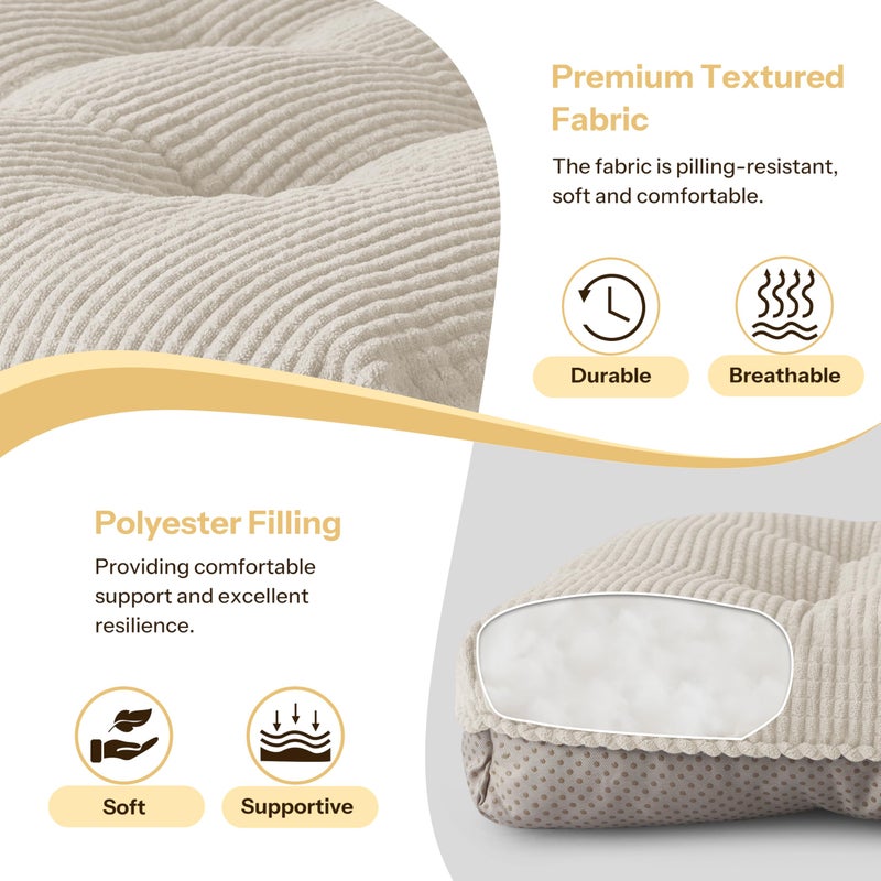 FlyGulls Indoor Kitchen Chair Cushions Set of 4 18"X16.5"X3" Soft Anti Slip Dining Chair Pads Tufted Kitchen Seat Cushion with Ties, Beige - Image 3