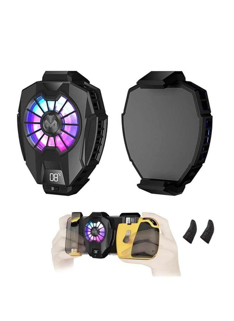 Beauenty Phone Cooler，Mobile Phone Radiator Temperature Display Semiconductor Gaming Universal Cooler with Finger Gloves for Mobile Games, Streaming, Tiktok  - Image 1