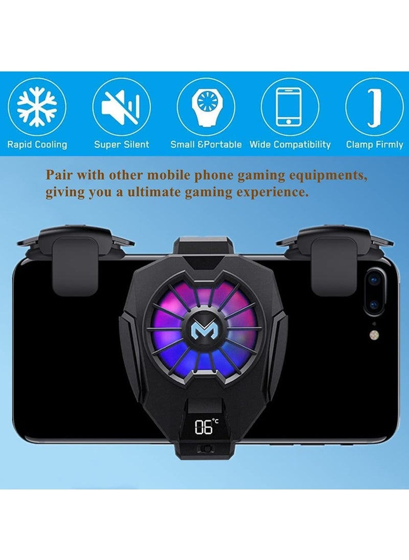 Phone Cooler，Mobile Phone Radiator Temperature Display Semiconductor Gaming Universal Cooler with Finger Gloves for Mobile Games, Streaming, Tiktok