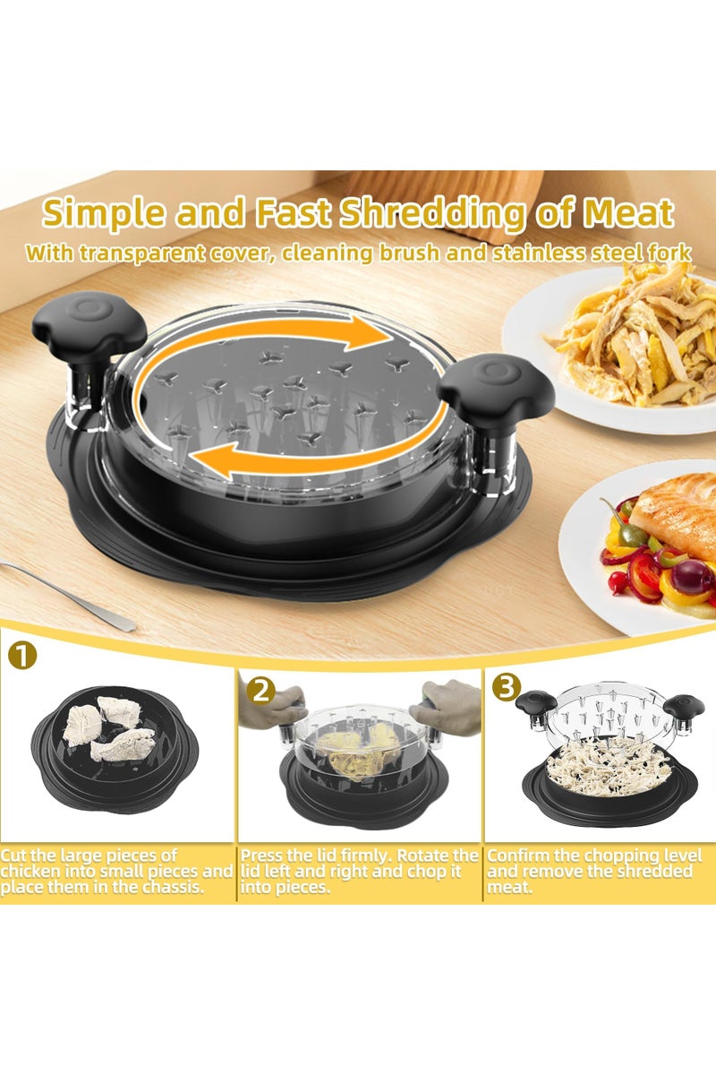 CMGTYYD Chicken Chopper with Removable Plate Meat Chopper with Strong Grip and Sharp Spikes for Cutting Meat, Vegetables (Black) 25CM, Visible Chicken Breast Chopper Tool, Large Meat Shredder, Ergonomic Handle, Non-slip, Heat Resistant, Dishwasher Safe - Image 2