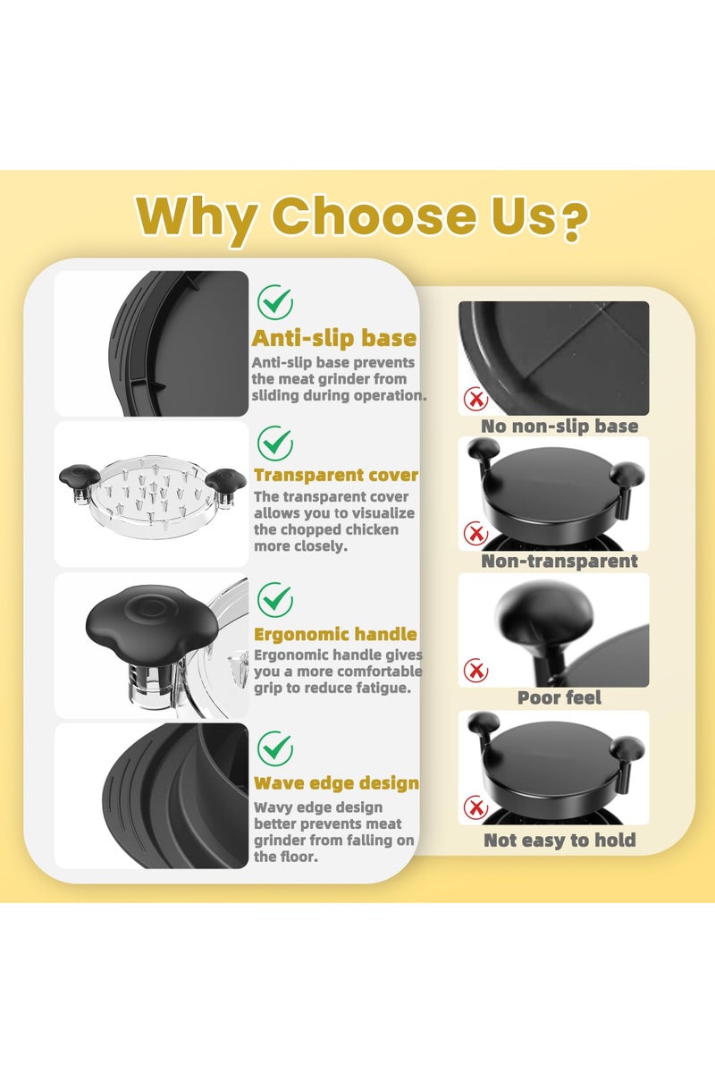 CMGTYYD Chicken Chopper with Removable Plate Meat Chopper with Strong Grip and Sharp Spikes for Cutting Meat, Vegetables (Black) 25CM, Visible Chicken Breast Chopper Tool, Large Meat Shredder, Ergonomic Handle, Non-slip, Heat Resistant, Dishwasher Safe - Image 4