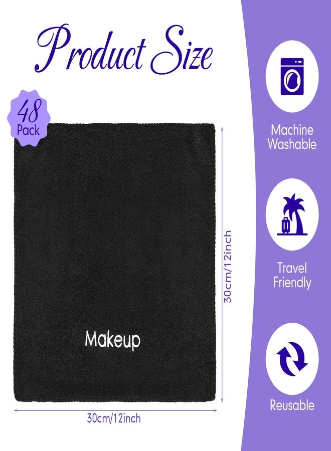 Macarrie 48 Pcs Makeup Towels Back to School Gifts Bulk for Women Teacher Employee 12 x 12 Inch Make up Cloth Microfiber Washcloth Reusable Remover Face Skin Cleaning Soft Absorbent Spa Facial(Black) - Image 2