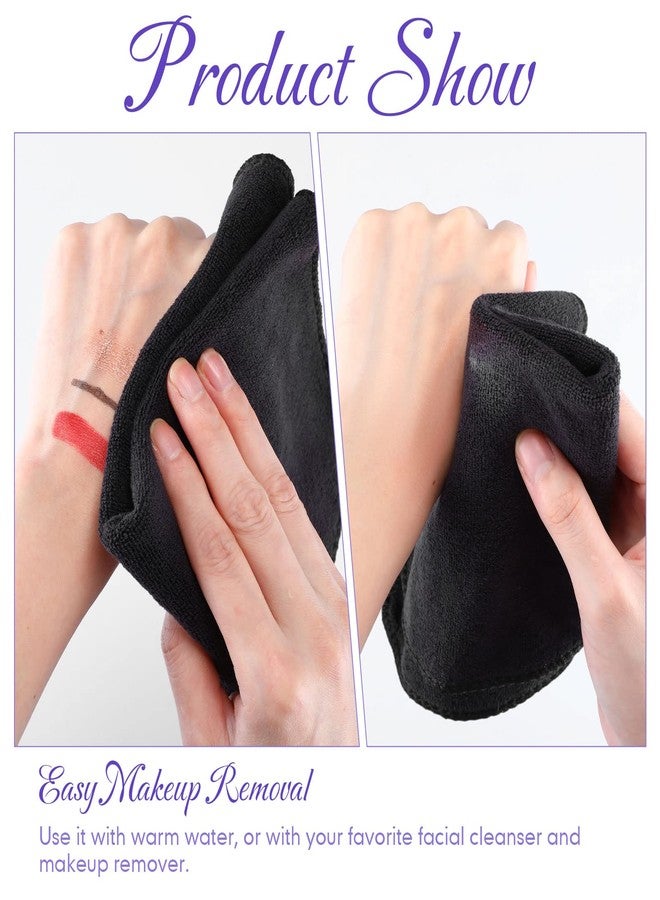 Macarrie 48 Pcs Makeup Towels Back to School Gifts Bulk for Women Teacher Employee 12 x 12 Inch Make up Cloth Microfiber Washcloth Reusable Remover Face Skin Cleaning Soft Absorbent Spa Facial(Black) - Image 4