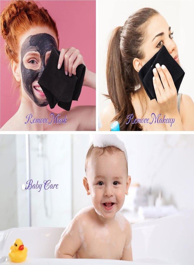 Macarrie 48 Pcs Makeup Towels Back to School Gifts Bulk for Women Teacher Employee 12 x 12 Inch Make up Cloth Microfiber Washcloth Reusable Remover Face Skin Cleaning Soft Absorbent Spa Facial(Black) - Image 5