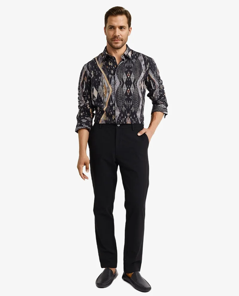 Rare Rabbit Rare Rabbit Men Ciphor Black Full Sleeve Regular Fit Decorative Print Shirt