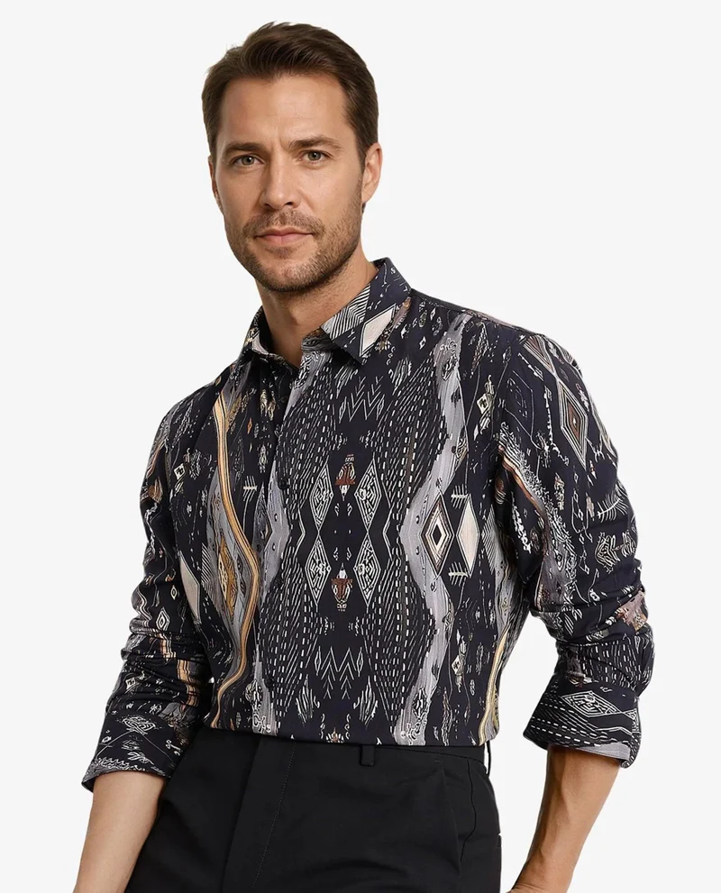 Rare Rabbit Men's Decorative Print Shirt