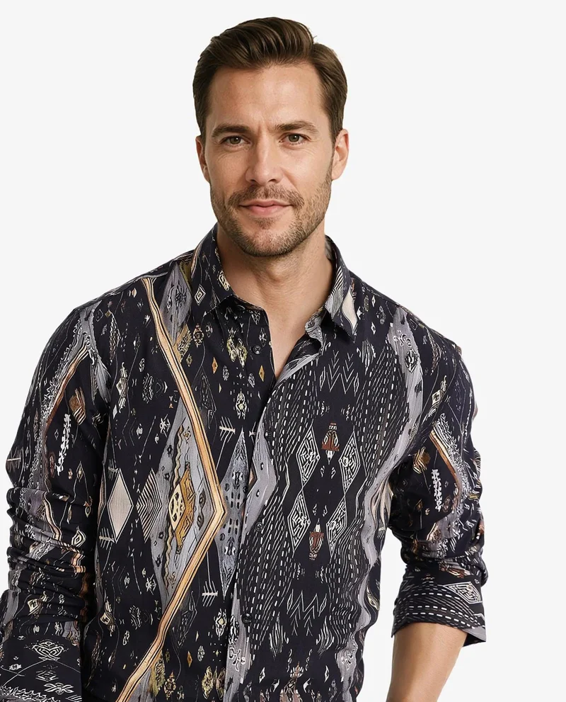 Rare Rabbit Men's Decorative Print Shirt