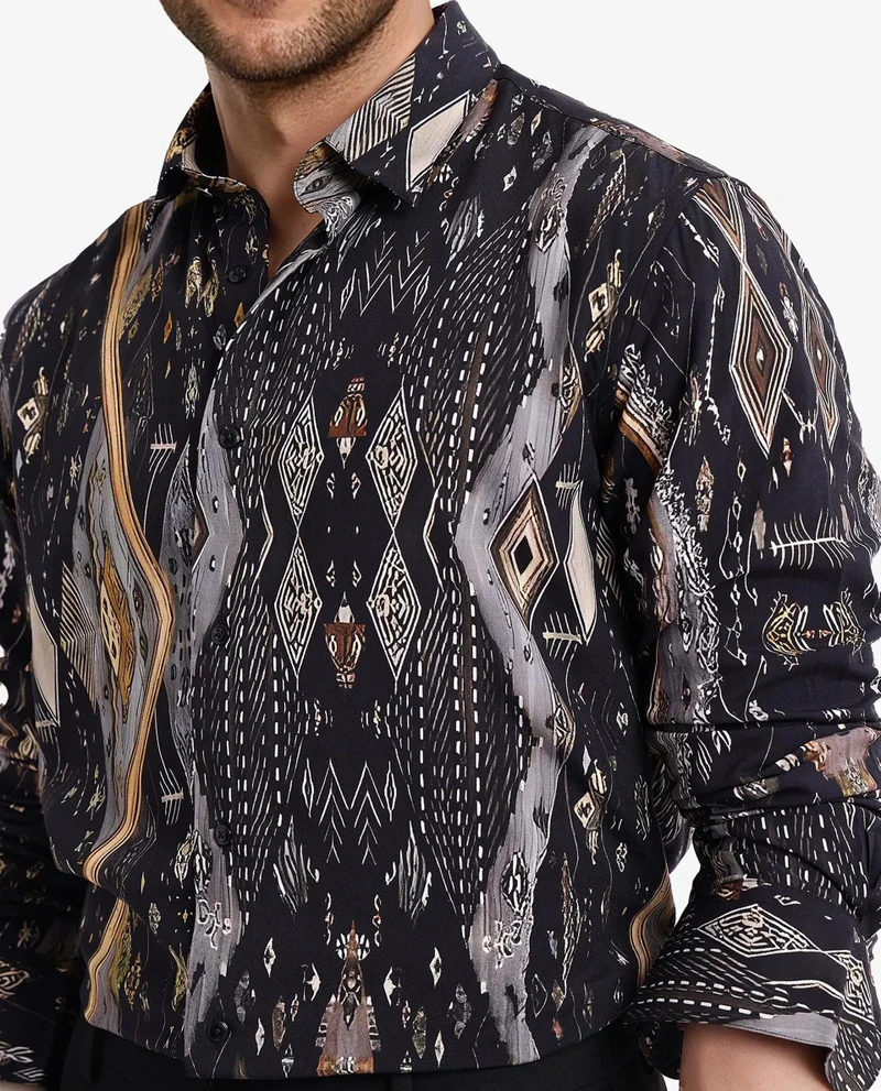 Rare Rabbit Men's Decorative Print Shirt