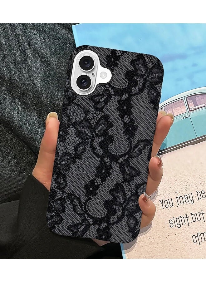 Designed for iPhone 16 Case - Dual Layer Cell Protective Case - Scratch-Resistant Shockproof Cover,Elegant Dark Lace Style - Image 4