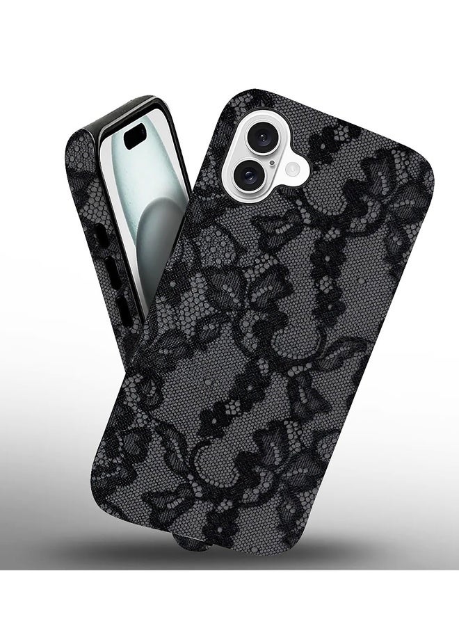 Designed for iPhone 16 Case - Dual Layer Cell Protective Case - Scratch-Resistant Shockproof Cover,Elegant Dark Lace Style - Image 3