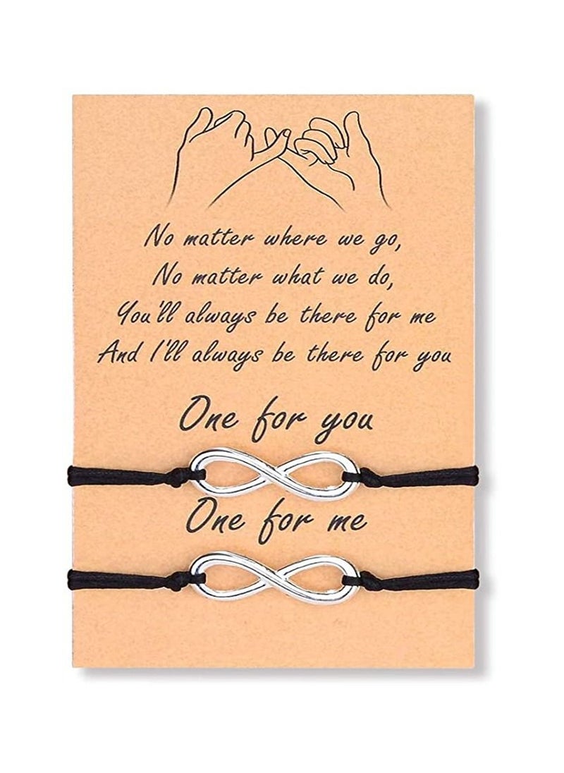 ORiTi Pinky Promise Distance Matching Bracelets for Couples Best Friend  Friendship Adjustable Cord Relationship Him and Her Girlfriend Boyfriend Valentine's Day  - Image 1
