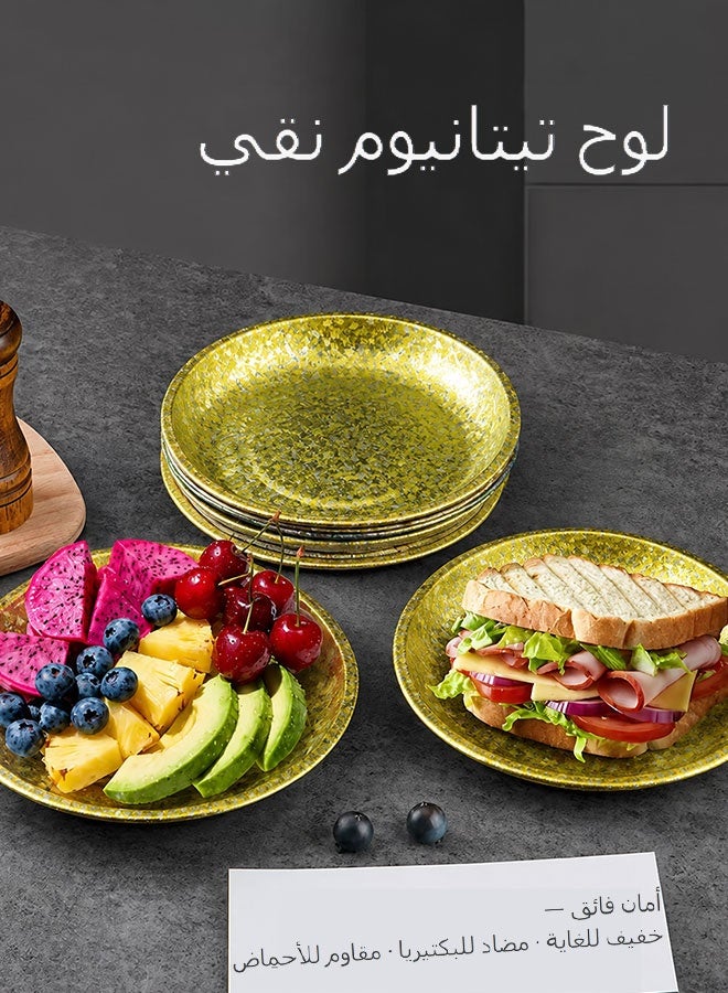 صحن طعام من التيتانيوم النقي المقاوم للتآكل والمضاد للبكتيريا (ذهبي)، خفيف جدًا وصحي بدون إضافات - Image 1