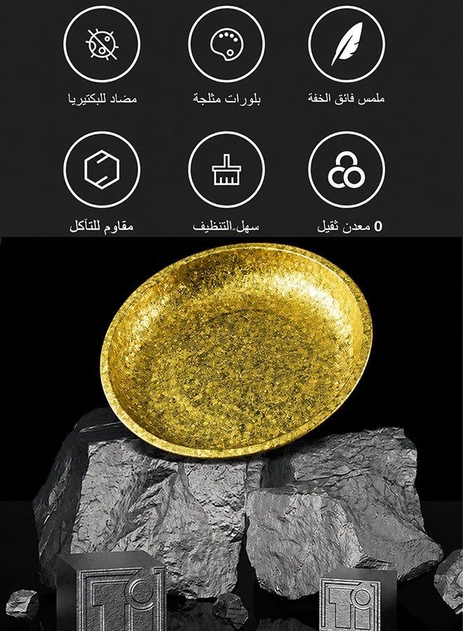صحن طعام من التيتانيوم النقي المقاوم للتآكل والمضاد للبكتيريا (ذهبي)، خفيف جدًا وصحي بدون إضافات - Image 2