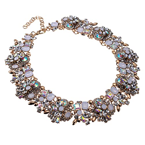 Jerollin Crystal Rhinestone Statement Necklace, Vintage Chunky Chain Choker Collar Bib Statement Necklace Fashion Costume Jewelry Necklaces for Women - Image 1