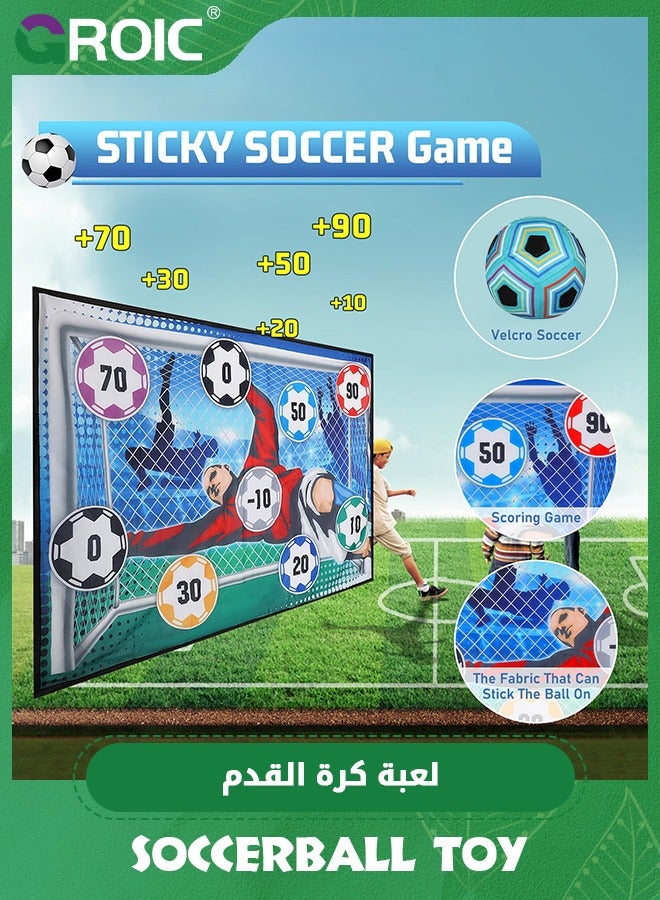 GROIC Soccer Game Set for Kids, Soccer Toys with Velcro Balls, Indoor Outdoor Backyard Toss Soccer Goal Game for Adults and Family Kids, Play Equipment Soccer Kit Gift for Boys - Image 4