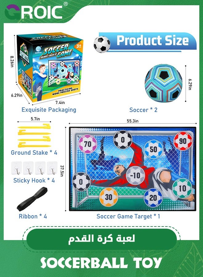GROIC Soccer Game Set for Kids, Soccer Toys with Velcro Balls, Indoor Outdoor Backyard Toss Soccer Goal Game for Adults and Family Kids, Play Equipment Soccer Kit Gift for Boys - Image 2