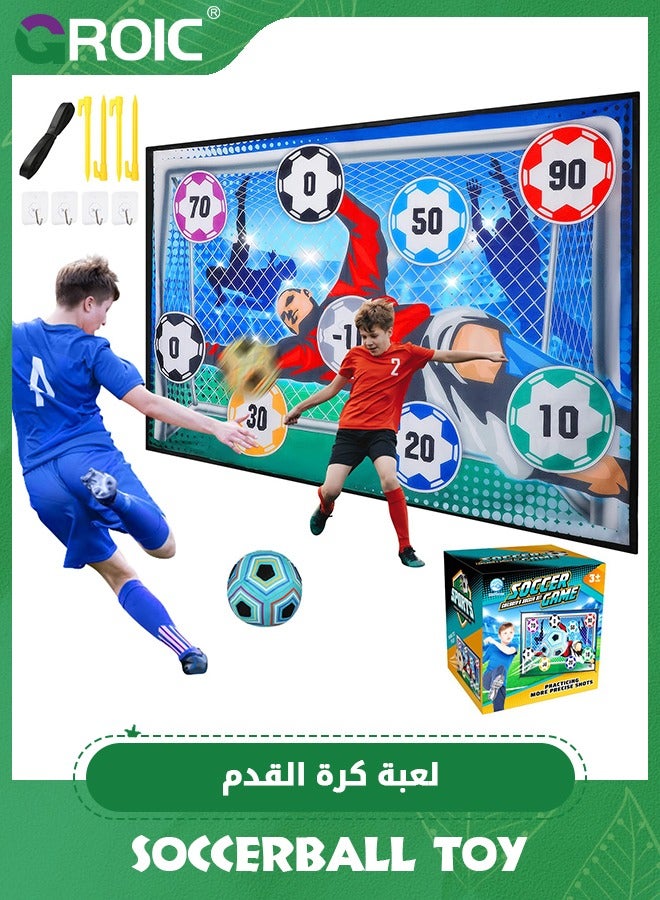 GROIC Soccer Game Set for Kids, Soccer Toys with Velcro Balls, Indoor Outdoor Backyard Toss Soccer Goal Game for Adults and Family Kids, Play Equipment Soccer Kit Gift for Boys - Image 1