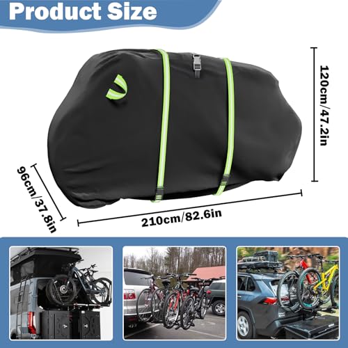 TUSAUW Bike Cover for Transport 2 Bikes 600D Bike Covers for 2 Bikes on Rear Bike Rack Waterproof Windproof Bike Rack Covers for 2 Bikes on Hitch Travel - Image 3
