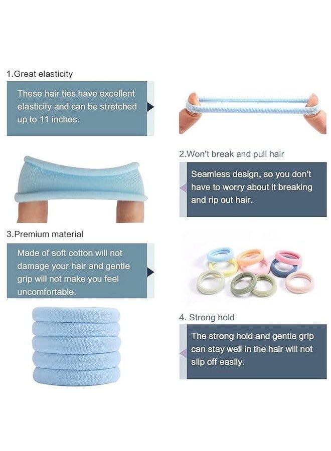 BAOER 20Pcs Thick Seamless Cotton Hair Ties - Gentle & Colorful Ponytail Holders for Women with Thick Hair (Rainbow) - Image 4