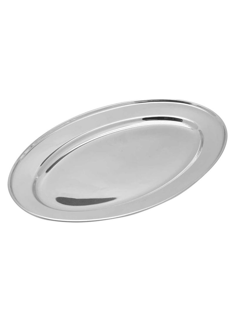 RAJ Raj Stainless Steel Oval Serving Tray OT0050, Rice Plate Salad Plate Side Plate Platter Serving Plate-50CM  - Image 1