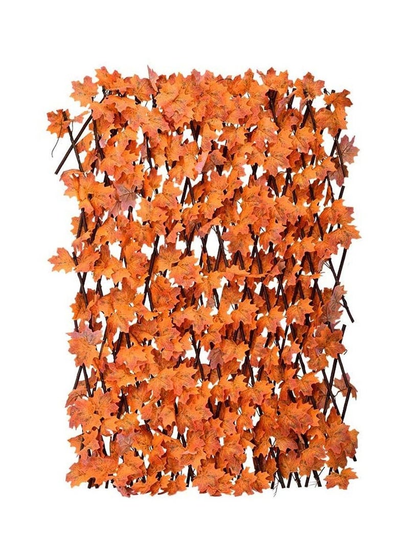 Generic FFD Orange Ivy Leaves Garden Wall Decoration Fence Wooden Retractable Garden Plant Bamboo Garden Fence Expandable Wooden Artificial Leaf Orange  - Image 1