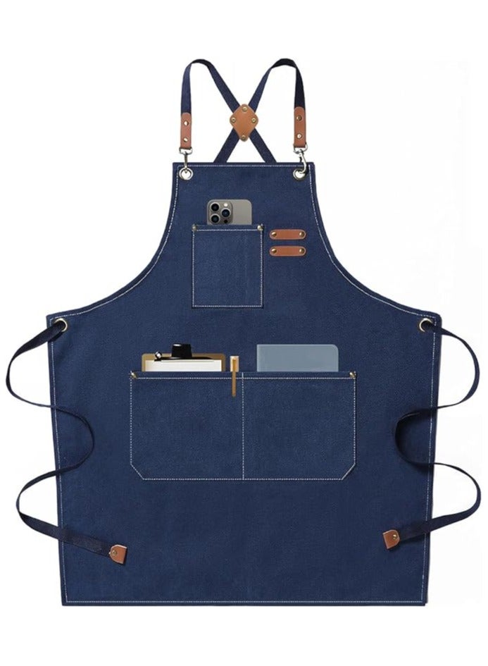 Chef Apron Waterproof  for Women and Men,Cotton Canvas Apron with Adjustable Straps and Large Pockets, for Kitchen Cooking Baking Hairstylist Woodworking Welding Carpenter Work Bib Painting Gardenin - Image 1