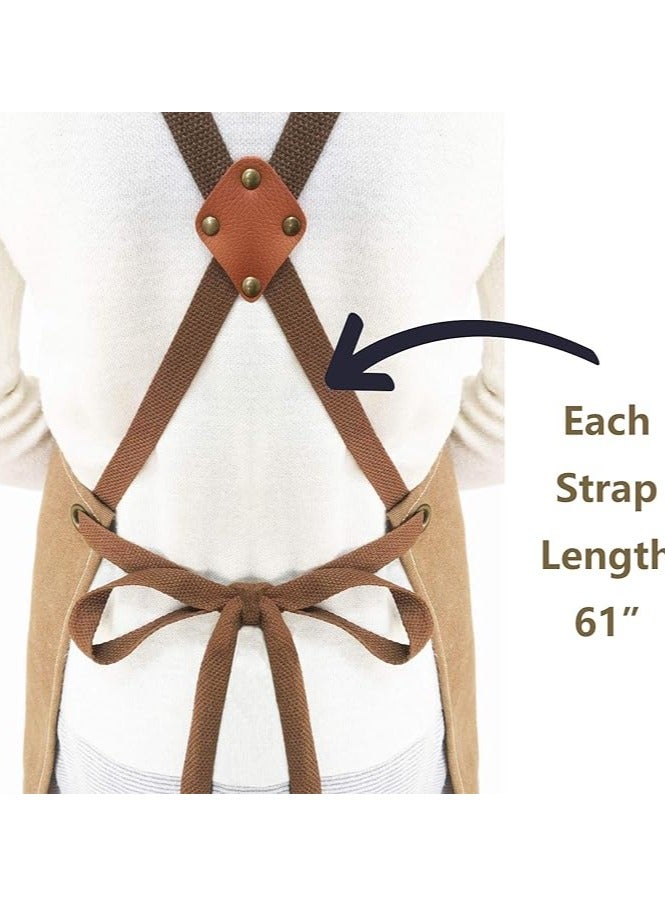 Chef Apron Waterproof  for Women and Men,Cotton Canvas Apron with Adjustable Straps and Large Pockets, for Kitchen Cooking Baking Hairstylist Woodworking Welding Carpenter Work Bib Painting Gardenin - Image 5